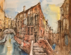 Mein Venedig, Rohrfeder, koloriert, 50 x 64, EUR 2500