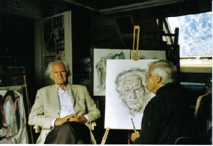 Ferry Ahrlé zeichnet Hilmar Hoffmann in seinem Atelier (2006)